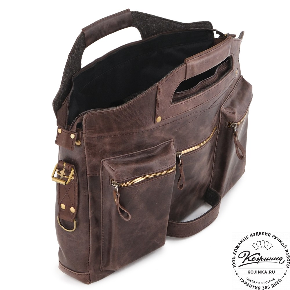  Универсальный кожаный портфель "Диего" (темно-коричневый антик) 